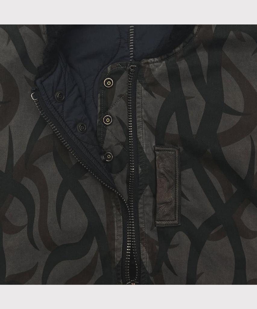Minus Slash Seam Tribal Camouflage Flight Jacket 20Yeas Bk(Aged Twill) - Black Lining