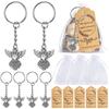30 Set Angel Keychain Gift Bulk Thank You Gift Baptism Pendant Keychain Favor Key Ring With Thank You Tag Organza Bag