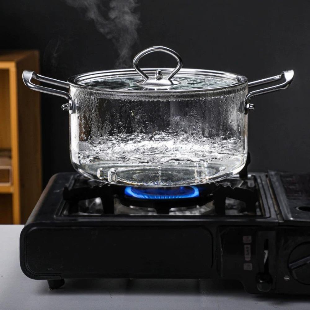 Heat Resistant Clear Cooking Pot Stainless Steel Glass Soup Pot Kitchen Cooking Tools