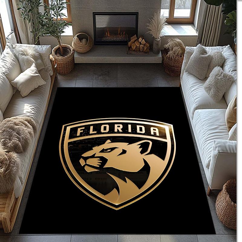 Florida Panthers Printed Crystal Velvet Area Rug, Soft Anti-Slip Water Absorbent Floor Mat for Living Room Bedroom