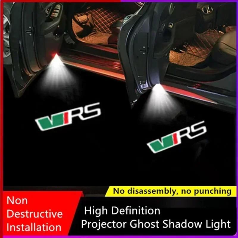 ZDVK6 2Pcs Car Door Welcome Light Logo for Skoda VRS Logo Octavia A5 MKII 2006 2007 2008-2013 Ghost Shadow Projector Lamp Accessories