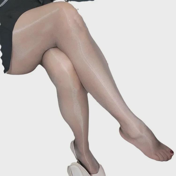 Подлинные чулки Aurora 5D Shiny Ultra-Thin Summer Horse Oil Sexy Open Crotch Black