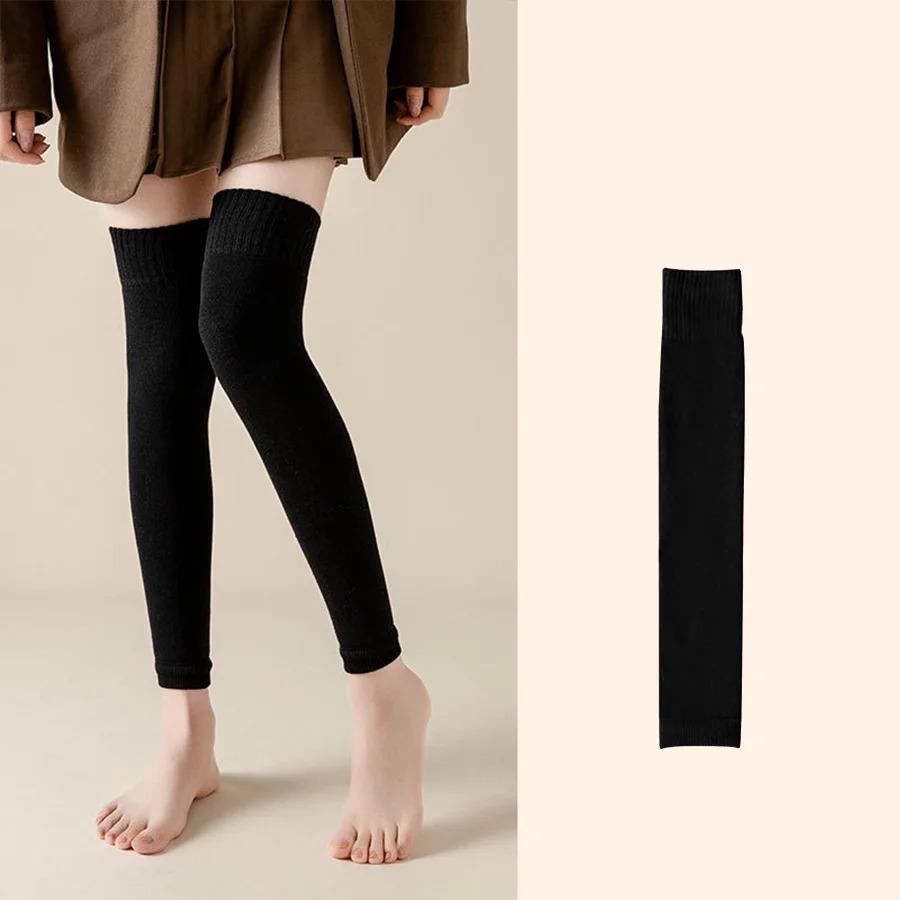 Новые зимние носки выше колена для женщин, черные, хаки, теплые длинные гетры, термобелье, высокие носки с манжетами, длинные носки