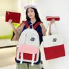 New Simple Four-piece School Bag Female Student Campus Backpack Simple Large Capacity Contrasting Color Backpack