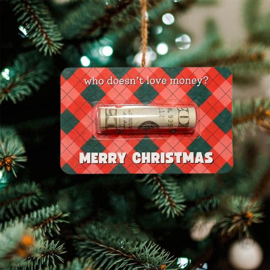 Bruh Money Holder Christmas Tree Hanging Cash Holder Card Decoration Ornament Festival Party Holiday Money Gift