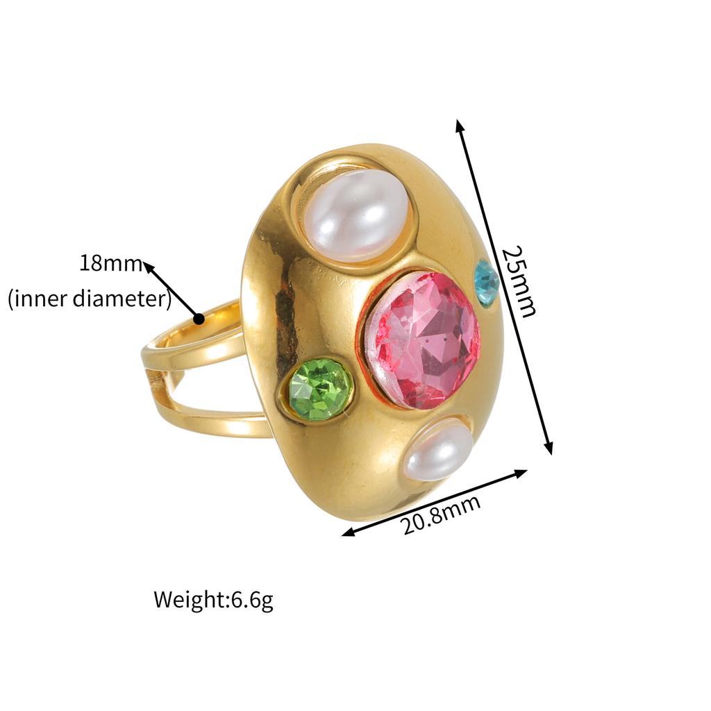 Atoztide Fashion Shiny Zircon Flower Rings For Women Stainless Steel Multiple Styles Shiny Stone Adjustable Ring Jewelry Gift