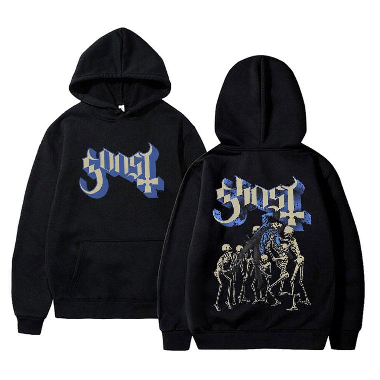 Худи Rock Band Ghost Худи с принтом скелета Мужские Винтажные Готические Панк Металлические Толстовки Мужские Повседневные Популярные Худи