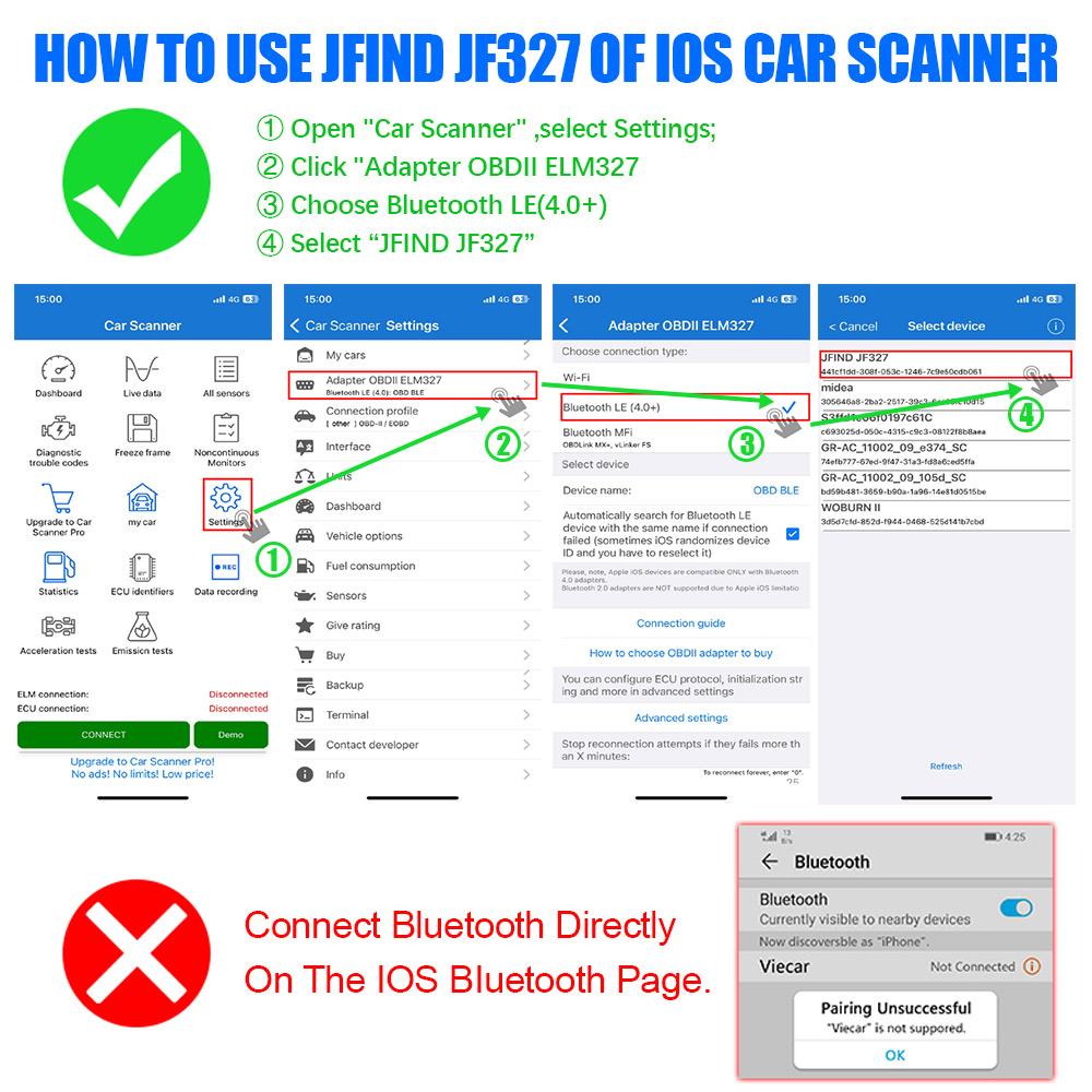 Мини ELM327 Bluetooth 5,1 ELM327 V1.5 для Android/IOS JFIND JF327 BLE Bluetooth считыватель кодов автомобильный диагностический сканер OBD2 PIC18F25K80