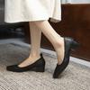 2024 spring and summer new small heels versatile lady temperament soft leather not grinding feet pointed single shoes thick heel high heels