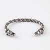 Мужской браслет викингов с головой ворона и головой волка, открытый регулируемый витой из нержавеющей стали, изготовление винтажных скандинавских скандинавских амулетов