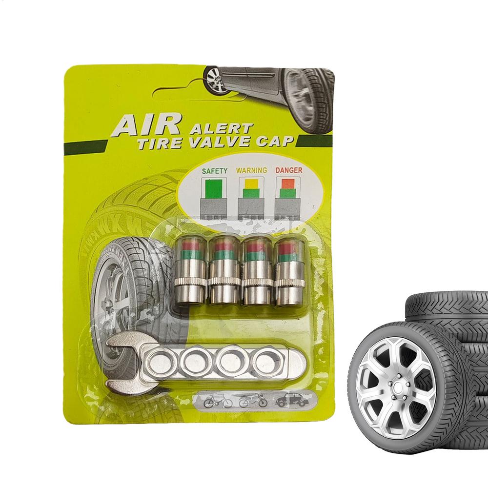 Колпачки клапанов давления в шинах 4 штуки Индикатор датчика Монитор давления Крышки штоков Для дальних поездок Мотоцикл Грузовик Внедорожник