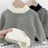 Boys' Sweater Thickened Autumn And Winter Fashionable Versatile Boys' Striped Knitted Sweater Children's Top