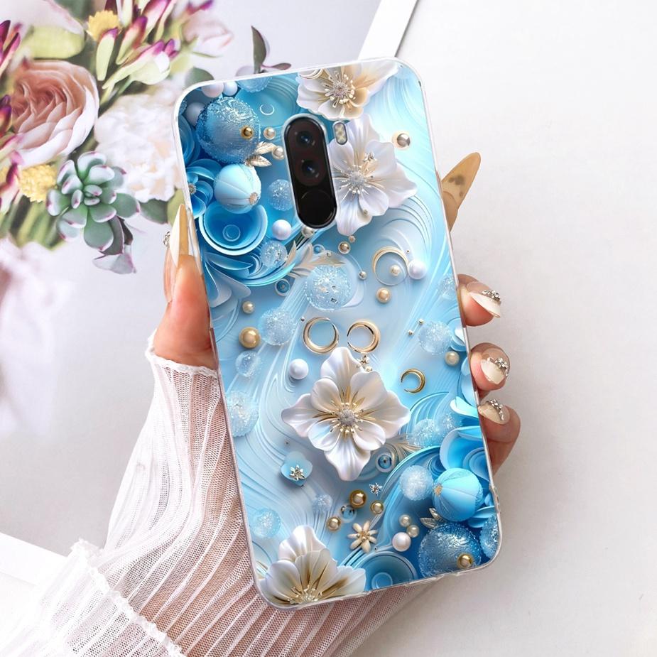 For Xiaomi Pocophone F1 Case Luxury Bow Flowers Painted Cover 6.18'' Soft TPU Phone Case For Xiaomi Poco F1 PocoF1 Fundas Bumper