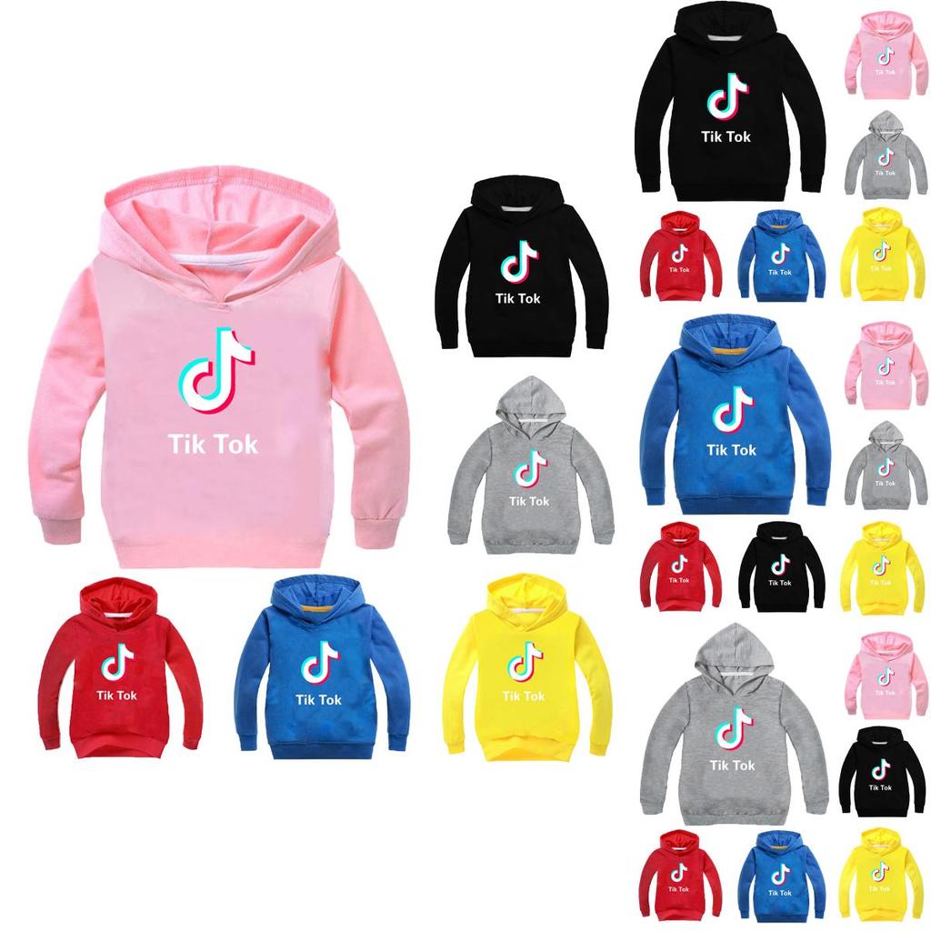 Tok Childrens Tik Letter Sweater Long Sleeve Hoodie Fashion Tops Pullover