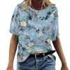 Женская летняя свободная футболка с коротким рукавом с круглым вырезом и винтажным цветочным узором S-5XL, топы больших размеров