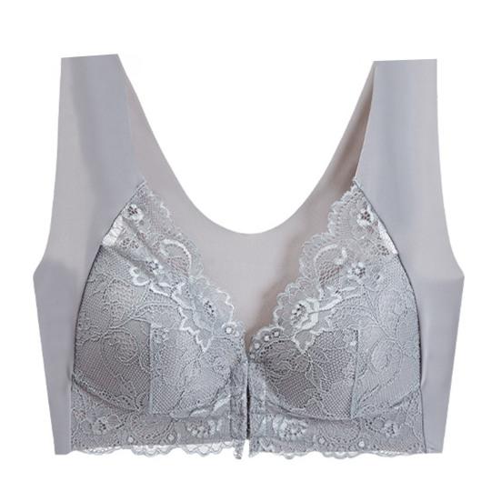 Женский бюстгальтер с застежкой спереди, кружевной широкий плечевой ремень, сплошной цвет, поддержка груди, бесшовный