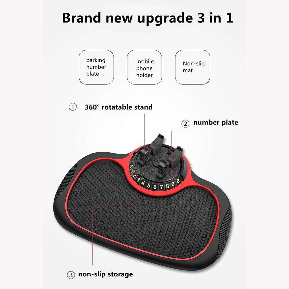 Многофункциональный автомобильный противоскользящий коврик 3 в 1, автомобильный держатель для телефона, держатель автомобильного номерного знака, противоскользящее крепление для телефона на приборной панели
