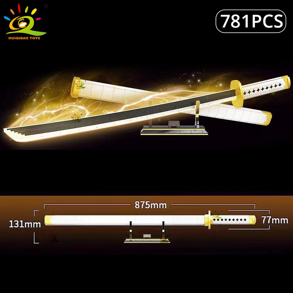 Самурайский меч, строительные блоки, лезвие ниндзя, катана, японское аниме, бабочка, нож Ничирин, кирпичи, детские игрушки для взрослых