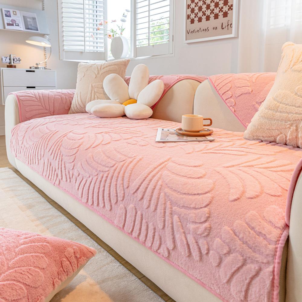 Плюшевая подушка для дивана, зимняя утолщенная термоподушка, нескользящий кожаный чехол для дивана