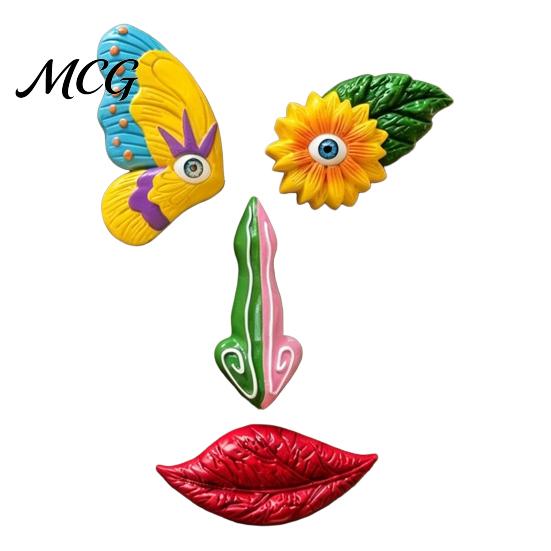 Flower Eyes Tree Decoration Colorful Trunk Face Decor, Outdoor Faces, Trees Yard Art Sun-proof Ornament Statues, Garden Cute Funny Creative for Patio