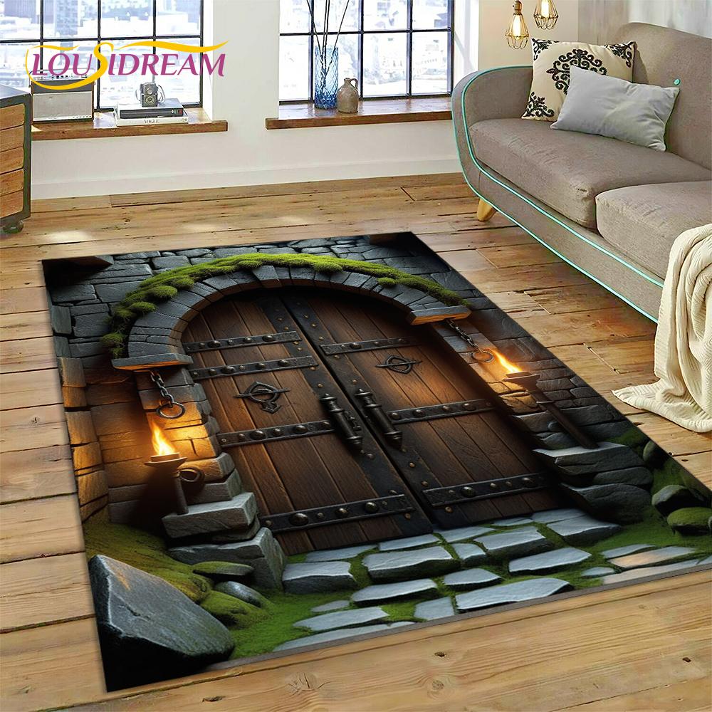 3D Ковер-иллюзия Ворота Храма Бога для Гостиной, Спальни, Дома, Декор Дивана, Ковер для Игровой Зоны Детей, Нескользящий Коврик