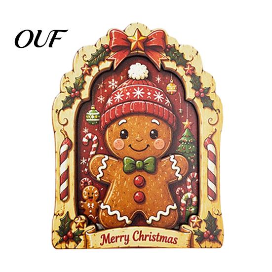 Christmas Craft Party Favors Wooden Vintage Sign, Rustic Wood Table Ornament, 2D Santa Claus Decorative Indoor Signs Snowman Penguin Desktop Sign for