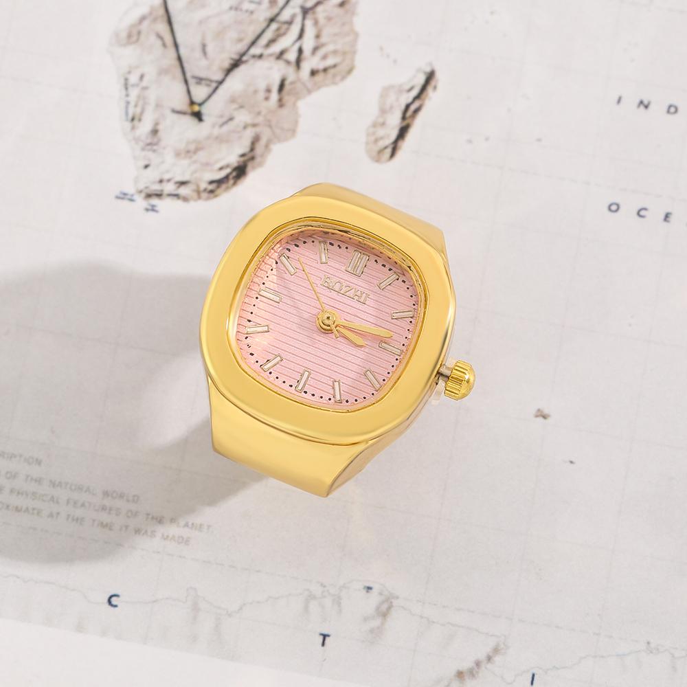 Ring Quartz Watch Creative Alloy Shell Finger Square Dial Couple Men And Women