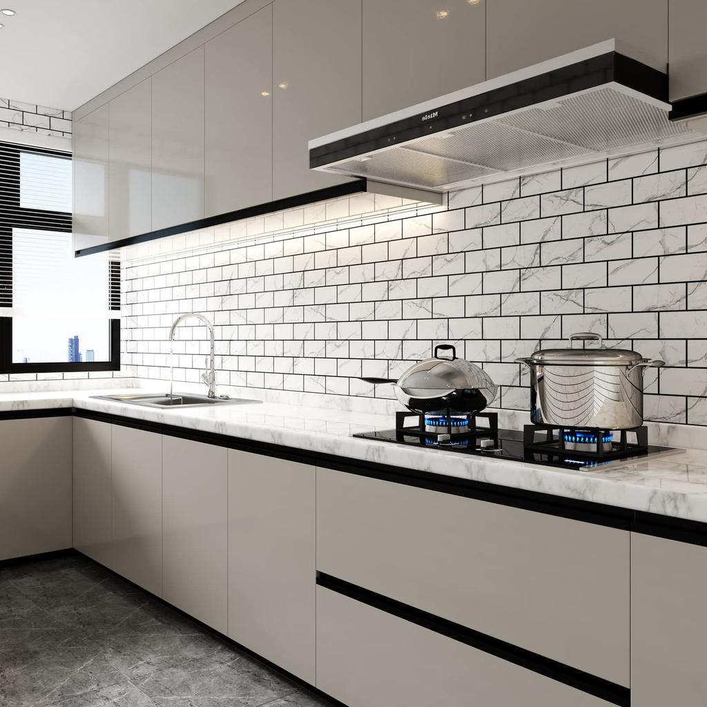 Наклейка на мраморную плитку Haimin 30 см x 60 см, съемная наклейка на обои, самодельная настенная плитка для кухни, лист для резки поддельной плитки, толстый водонепроницаемый лист