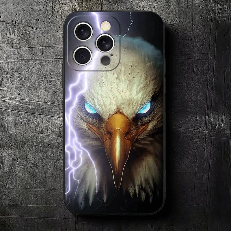 Крутой Мягкий Чехол для Телефона с Белоголовым Орлом для iPhone 16 16E 17 Air 15 Pro Max 14 Plus 13 Mini 11 12 7 Черная Задняя Панель