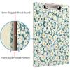 Britimes Clipboard Decorative Office School Hardboard Wood Nursing Clip Board and Pad for Standard A4 Letter Size Vintage Cute Flower Floral Daisy
