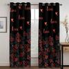 2pcs Love Heart Flower Happy Valentine's Day Window CurtainS for Bedroom Kitchen Living Room Study Window Treatment Home Decor