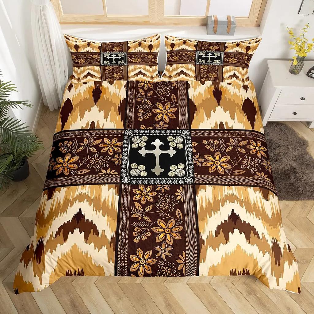 Пододеяльник с коровьим принтом Queen Vintage Floral Комплект постельного белья для девочек, мальчиков, мужчин, в стиле вестерн, фермерское животное, бычья шкура, одеяло