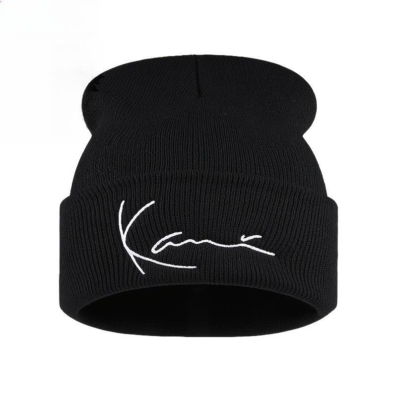 Вязаная шапка Karl Kani Retro с вышивкой букв для мужчин и женщин, зимняя теплая вязаная шапка с капюшоном