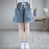Women's Summer Denim Shorts New Pants Women's Casual Loose Piercing Embroidered Splicing