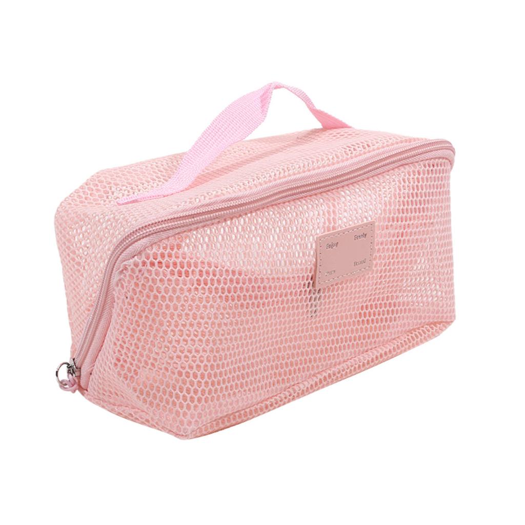 Women Travel Portable Cosmetic Storage Pouch Toiletry Organizer Bag Mesh Transparent Wash Bag Tote Multifunctional Makeup Case Washbag