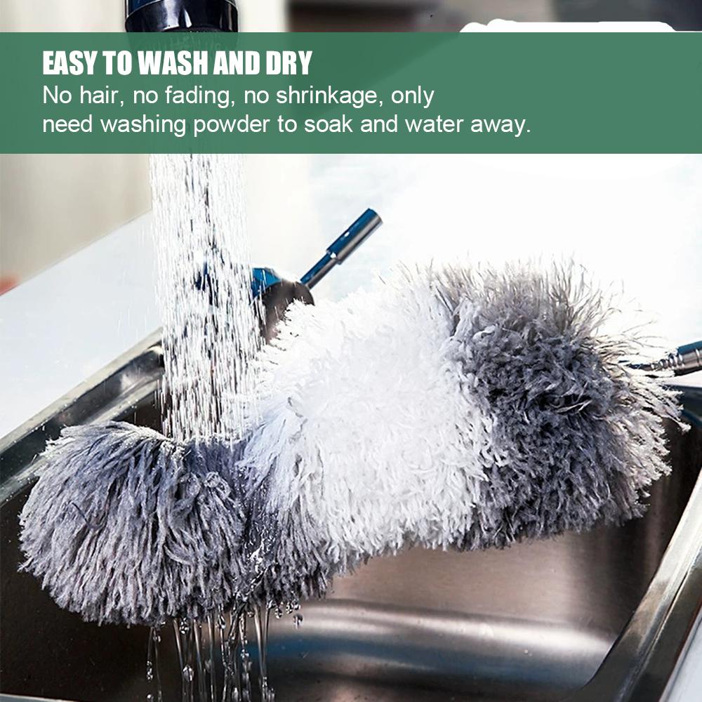 Microfiber Bendable Detachable Washable Scratch-Resistant Cover for Cleaning Roof Ceiling Fan Blinds Cobwebs Duster Replacement Head