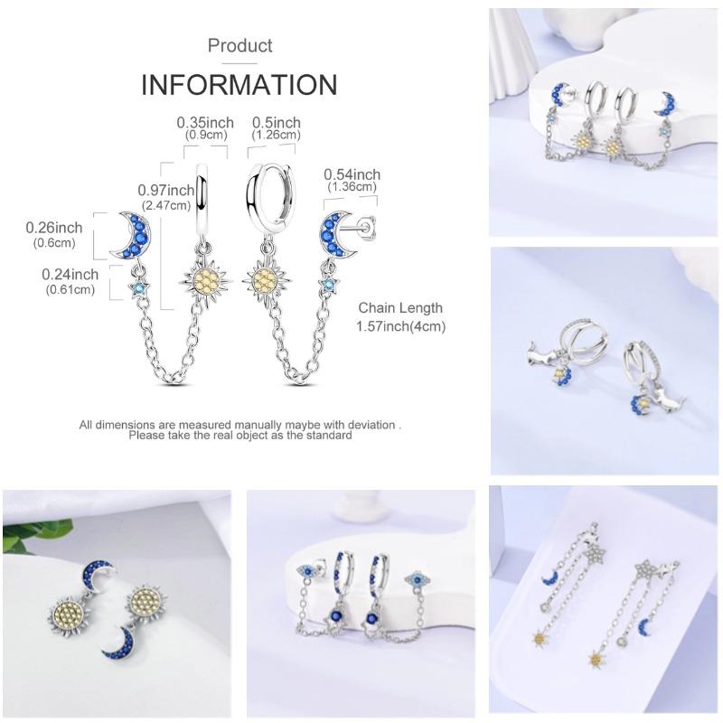 Серьги в виде совы из сияющего голубого циркония, серебряные серьги 925 пробы с дурным глазом для женщин, свадебные, помолвочные, планета, луна, звезда, циркониевые украшения