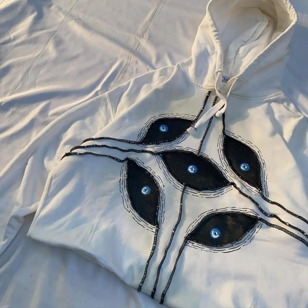 Y2K Devil Eyes Collection Cotton Hoodie Retro Graphic Print Top Sweatshirt