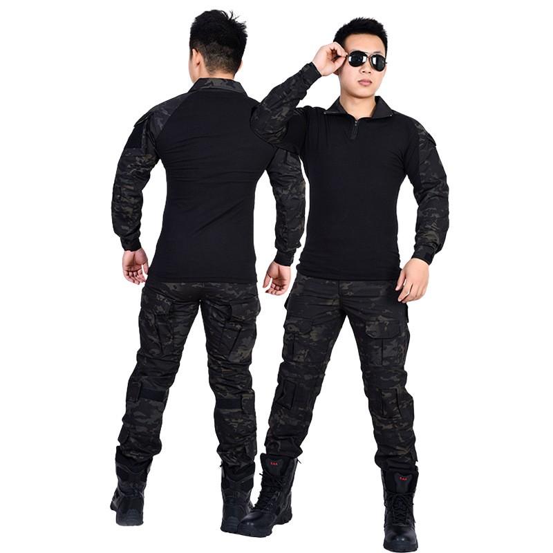 Tactical Camo Cycling Jersey Pants Set Outdoor CS Training Breathable Suit
