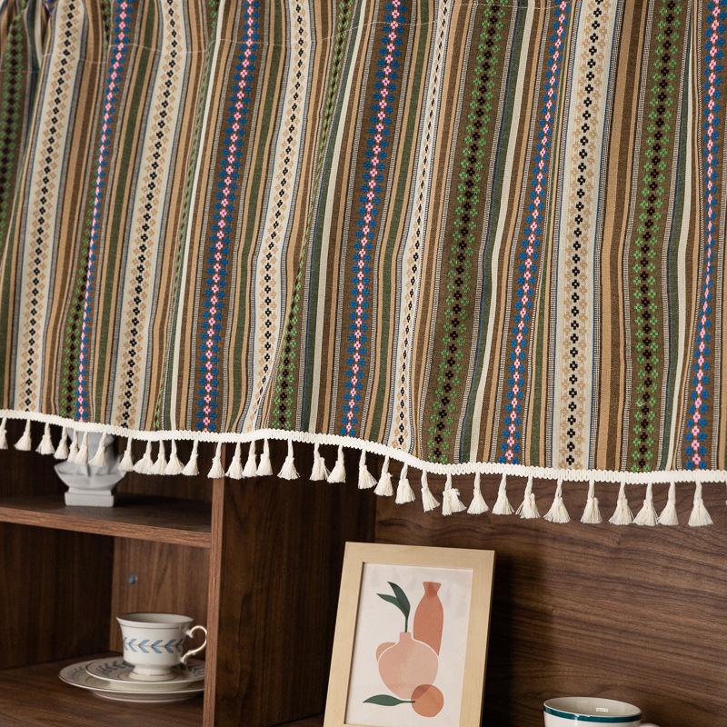 Country Farmhouse Window Decoration Drapery Curtains Cabinets Laundry Turquoise Bathroom Living Room Vintage Kitchen Half Curtain