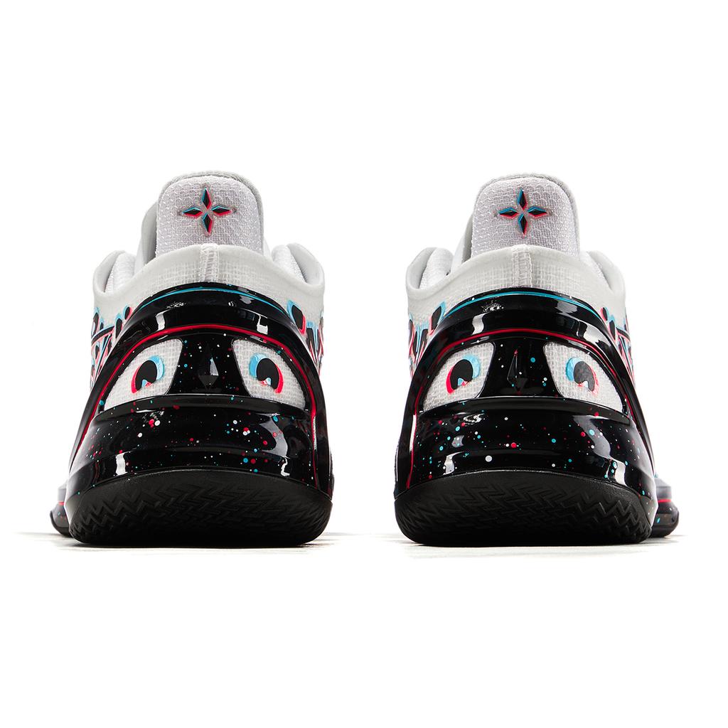 LiNing Blade 4 V2 3D Fragment Anti-Slip Anti-Twist Shock Absorption Lightweight Durable Low-Top Basketball Shoes Men Sneaker Black White ABAU059-4