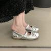 Flat Bottom Shallow Mouth Single Shoes Women's 2025 Autumn New Soft Sole with Skirt Doudou Shoes Silver Jk Mary Jane Small Leather Shoes