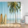 Кемпинг Серфинг Занавески для душа Летний отпуск Путешественник Автодом Пляж Кокосовые пальмы Морской берег Украшения для ванной комнаты Ретро Занавески для ванны