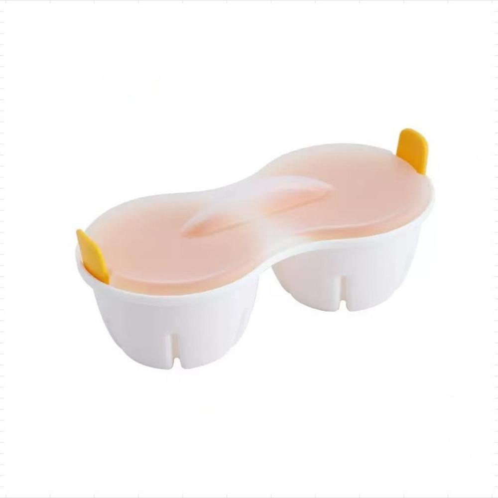 2 Piece 1/2 Cavity Kitchen Microwave Egg Cooker Heat-resistant Egg Poaching Cup Breakfast