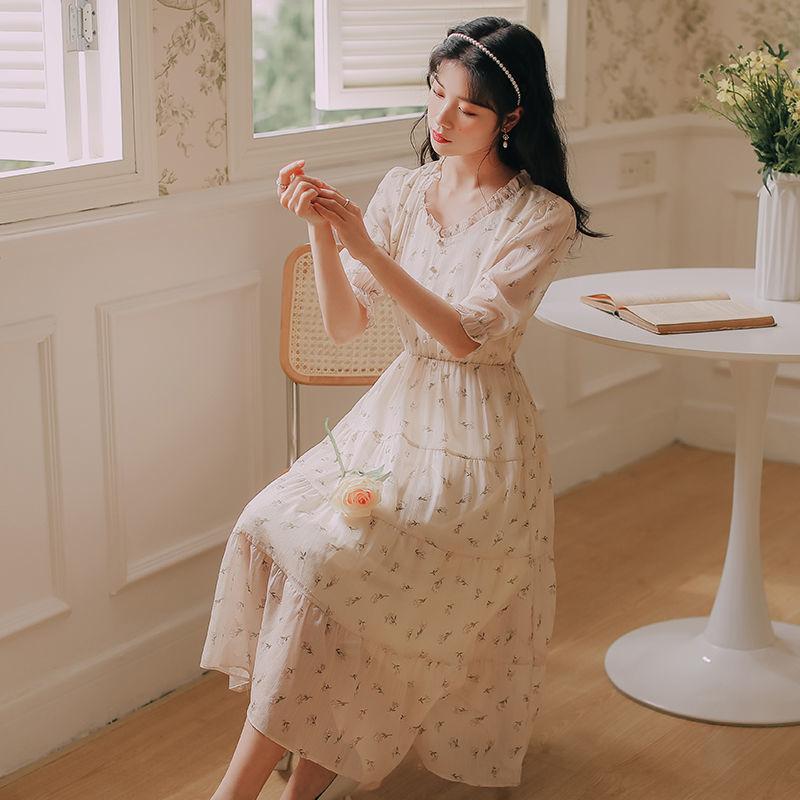 Длинное платье Spring Fairy Нежное шифоновое платье с длинными рукавами