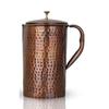 Copper Jug Pitcher with Hammered Design - Antique Dark Tone - 2000 ML - Storage & Serving Water for Yoga Ayurveda Healing
