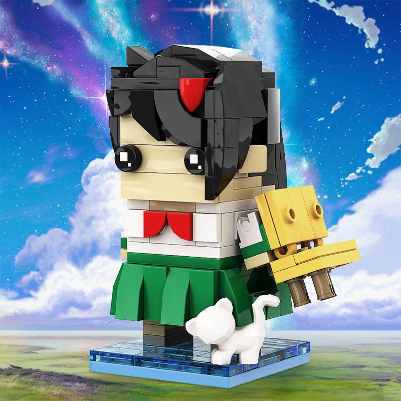 MOC японский аниме фильм Suzumeds Sōta Munakata стул строительные блоки кот кирпичи фигурки модель для детей