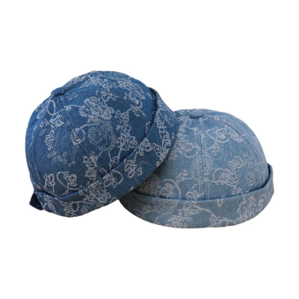 Rolled Cuff Brimless Skullcap Washed Cotton Sailor Hat Fashion Melon Cap Hip Hop Outfits