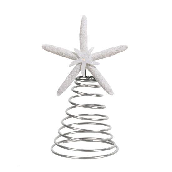 Starfish Christmas Tree Topper Resin Starfish Decoration with Spiral Wire Base Xmas Tree Decoration Starfish for Home Office Parties