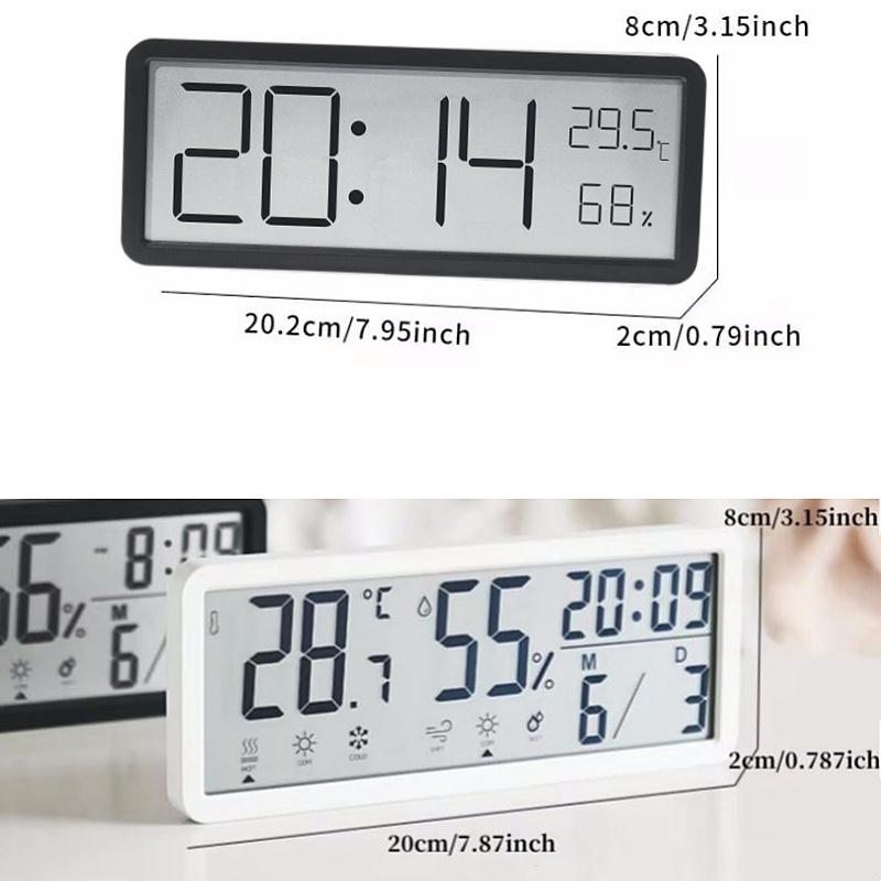 Battery Powered Digital Wall Clock TEMP Humidity Date Comfortableness Table Clock 12/24H LCD Clock For Living Room Home Decor